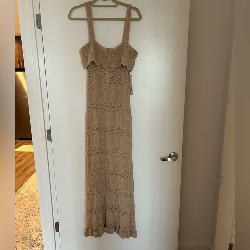 AQUA beige knitted dress